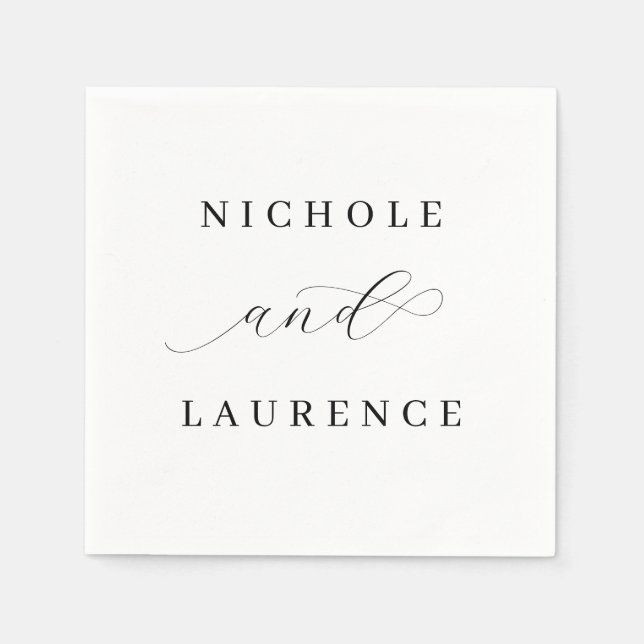 Simple Elegant Script Wedding Napkin (Front)