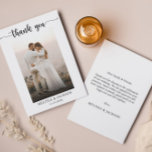 Simple Elegant Script Wedding Photo Thank You Card<br><div class="desc">Thank all your wedding guests with this elegant photo wedding thank you card.  Customise with a photo and insert your own personal thank you message on the back of the card.</div>