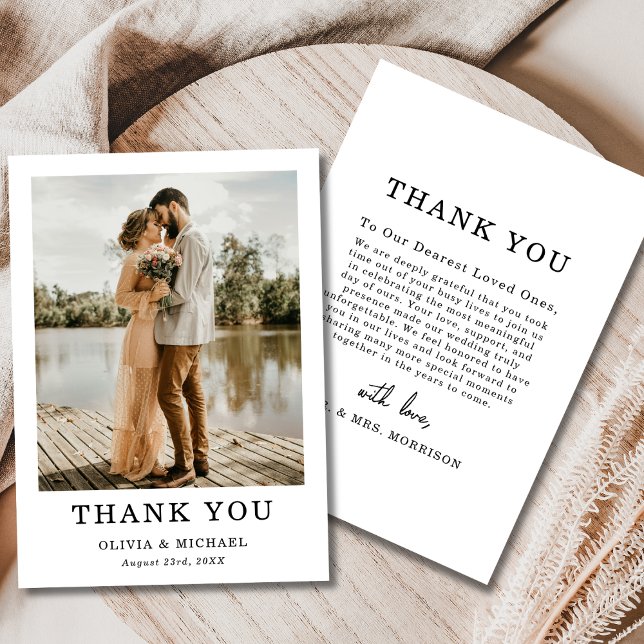 Simple Elegant Script Wedding Photo Thank You Card (Creator Uploaded)
