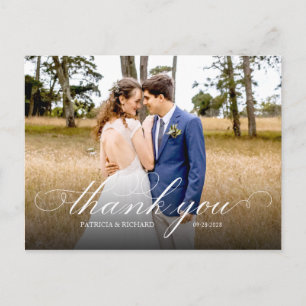 Simple Elegant Script  Wedding Thank You Photo Postcard