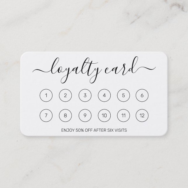 Simple Elegant Script White Loyalty Card (Front)