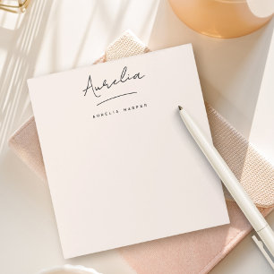 Simple Elegant Signature Minimalist Feminine Blush Notepad