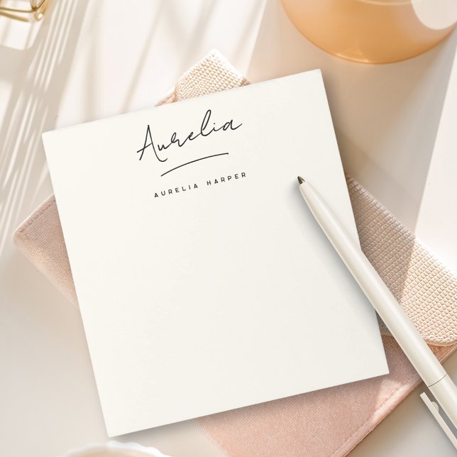 Simple Elegant Signature Minimalist Feminine Ivory Notepad (Creator Uploaded)