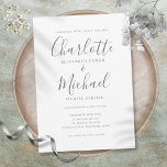 Simple Elegant Signature Script Wedding Invitation<br><div class="desc">Featuring signature style names,  this elegant grey and white wedding invitation can be personalised with your information in chic grey lettering. Designed by Thisisnotme©</div>