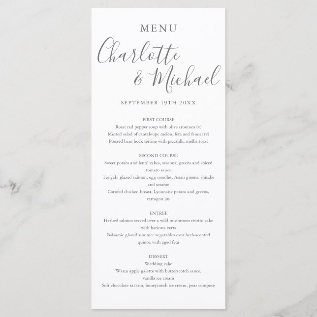 Simple Elegant Signature Script Wedding Menu (Front)
