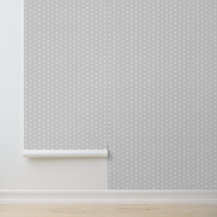 Simple Elegant Silver Grey White Polka Dot Pattern Wallpaper