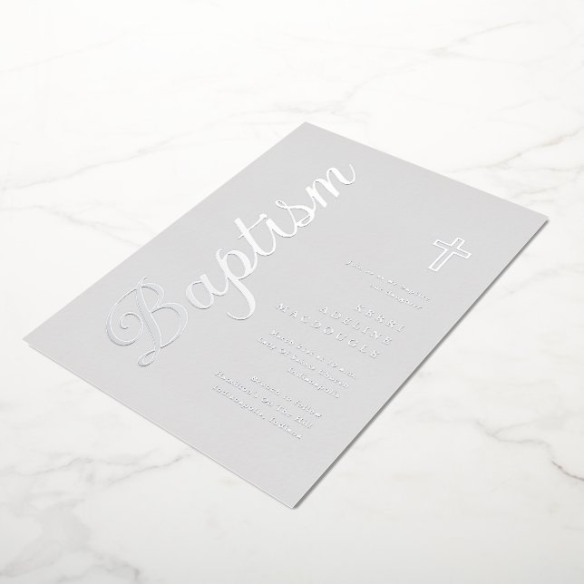 Simple Elegant Silver Script Soft Grey Baptism (Rotated)