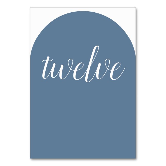 Simple Elegant Slate Blue Rounded Table Number (Front)
