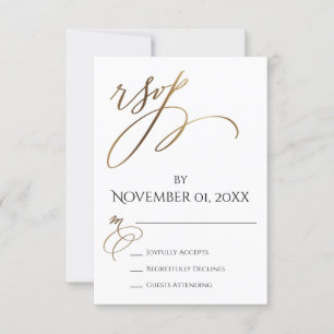 Simple, Elegant, Smooth Gold Typography RSVP Card
