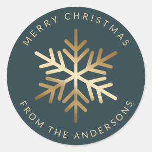 Simple Elegant Snowflake Family Christmas Classic Round Sticker