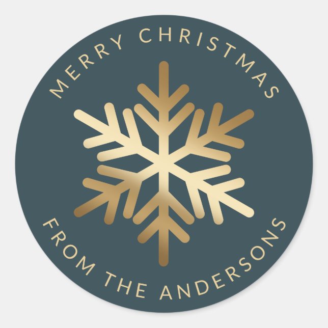 Simple Elegant Snowflake Family Christmas Classic Round Sticker (Front)