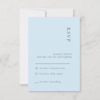 Simple Elegant Soft Blue Wedding RSVP card