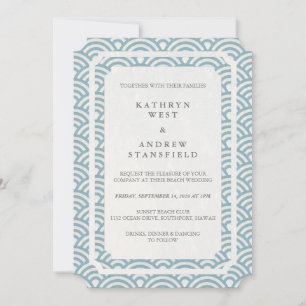 Simple Elegant Soft Blue + White Beach Wedding Invitation