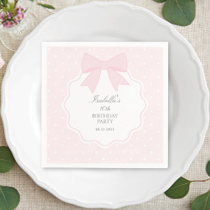 Simple Elegant Soft Pastel Pink Bow Girl Birthday Napkin
