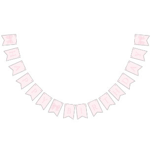 Simple Elegant Soft Pastel Pink Bow Happy Birthday Bunting