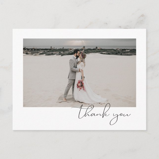 Simple Elegant Sophisticated Minimal Photo Wedding Announcement Postcard (Front)