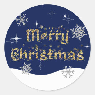 Simple Elegant Sparkling Christmas Glitter Sparkle Classic Round Sticker