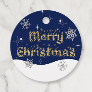 Simple Elegant Sparkling Christmas Glitter Sparkle Favour Tags