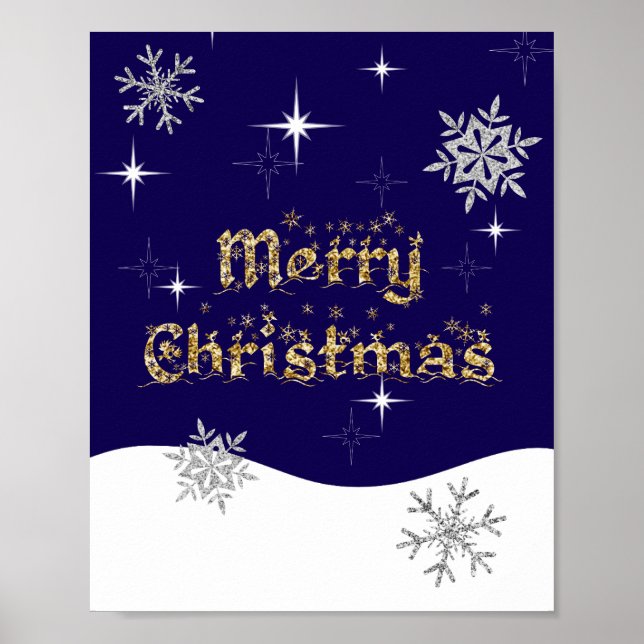 Simple Elegant Sparkling Christmas Glitter Sparkle Poster (Front)
