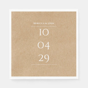 Simple Elegant Special Date Wedding   Rustic Kraft Napkin