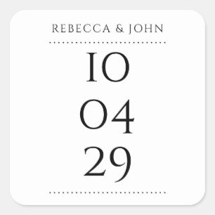 Simple Elegant Special Date Wedding Square Sticker