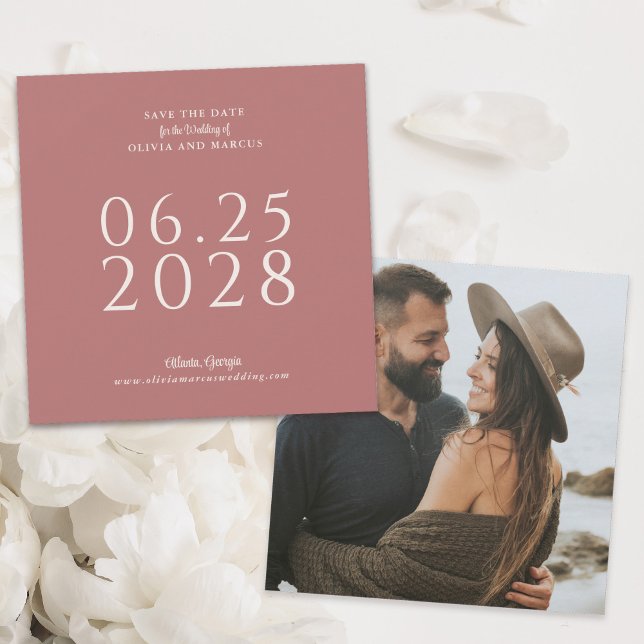 Simple Elegant Square Save the Date with Photo (Creator Uploaded)
