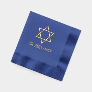 Simple Elegant Star of David #4 Family Name Foil Napkins