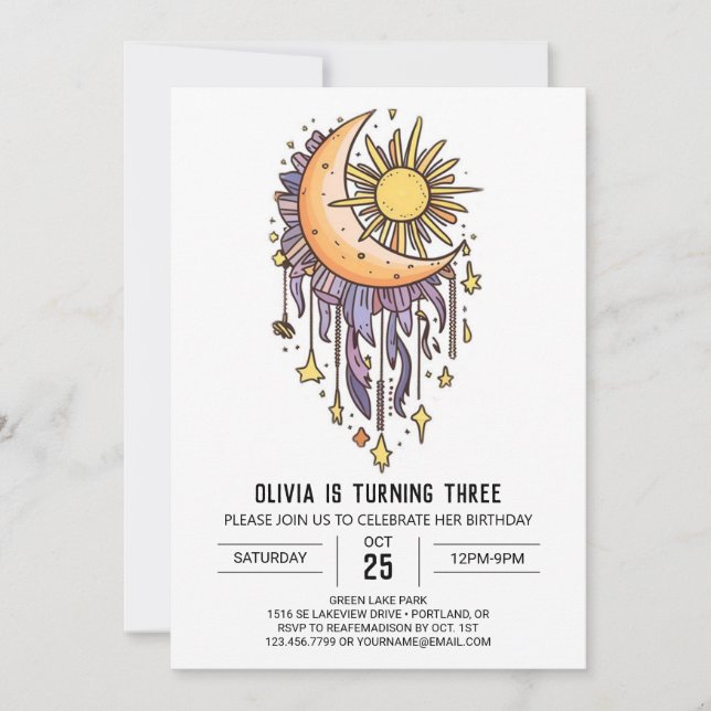 Simple Elegant Stars Digital Birthday Invitation (Front)