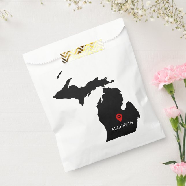 Simple Elegant State of Michigan Wedding Favour Bags (Sealed)
