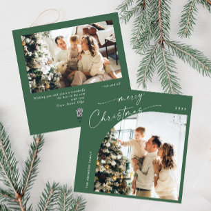 Simple Elegant Stylish 2 PHOTO Christmas Greeting Holiday Card