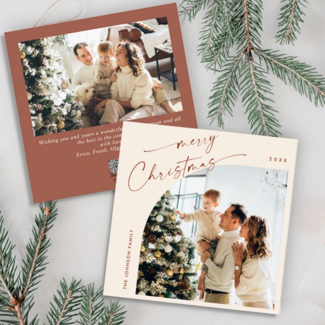 Simple Elegant Stylish 2 PHOTO Christmas Greeting Holiday Card (Creator Uploaded)