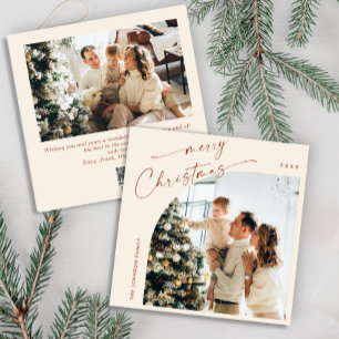 Simple Elegant Stylish 2 PHOTO Christmas Greeting Holiday Card