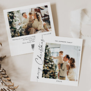 Simple Elegant Stylish 2 PHOTO Christmas Greeting Holiday Card