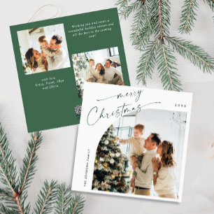 Simple Elegant Stylish 3 PHOTO Christmas Greeting Holiday Card