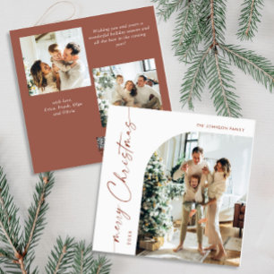 Simple Elegant Stylish 3 PHOTO Christmas Greeting Holiday Card