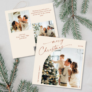 Simple Elegant Stylish 3 PHOTO Christmas Greeting Holiday Card