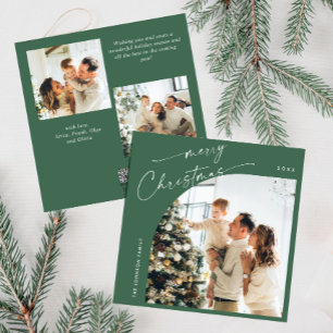 Simple Elegant Stylish 3 PHOTO Christmas Greeting Holiday Card