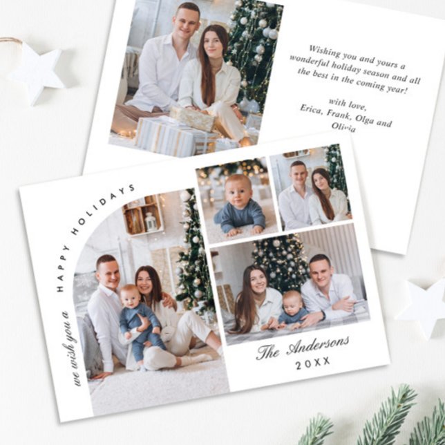 Simple Elegant Stylish 5 PHOTO Christmas Greeting Holiday Card (Creator Uploaded)