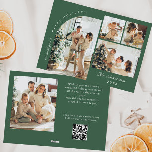 Simple Elegant Stylish 5 PHOTO Christmas Greeting Holiday Card