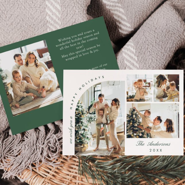 Simple Elegant Stylish 5 PHOTO Christmas Greeting Holiday Card (Creator Uploaded)
