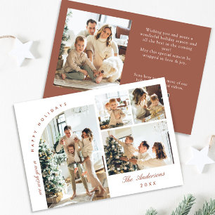 Simple Elegant Stylish 5 PHOTO Christmas Greeting Holiday Card