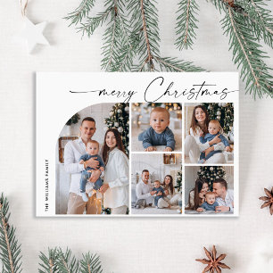 Simple Elegant Stylish 5 PHOTO Christmas Greeting Holiday Card
