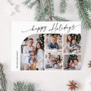 Simple Elegant Stylish 5 PHOTO Christmas Greeting Holiday Card