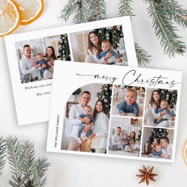 Simple Elegant Stylish 7 PHOTO Christmas Greeting Holiday Card (Creator Uploaded)