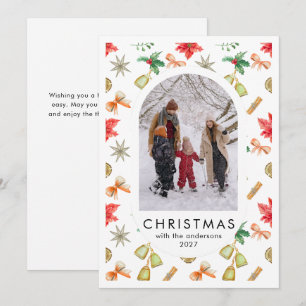 Simple Elegant Stylish Christmas family photo Holiday Card