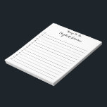 Simple Elegant Stylish Lined Checklist To Do List Notepad<br><div class="desc">Custom, personalised, modern, chic, stylish, trendy, lined, beautiful elegant script / typography, small squares checkbox checklist / To Do list, home office business, 40 easy tear-away pages notepad. Simply type in your name / business / company name, to personalise. You may also change the title at the top from "Things...</div>