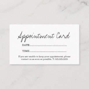 Simple Elegant Stylish White Appointment Card