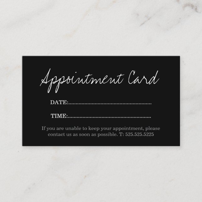 Simple Elegant Stylish White Appointment Card (Front)
