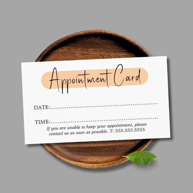 Simple Elegant Stylish White Peach Salon Appointment Card (Creator Uploaded)