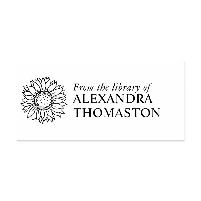 Simple Elegant Sunflower #4Sm Library Book Name Self-inking Stamp (Design)